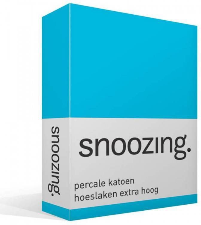 Snoozing Hoeslaken Percale Katoen Extra Hoog 200x220 Turquoise