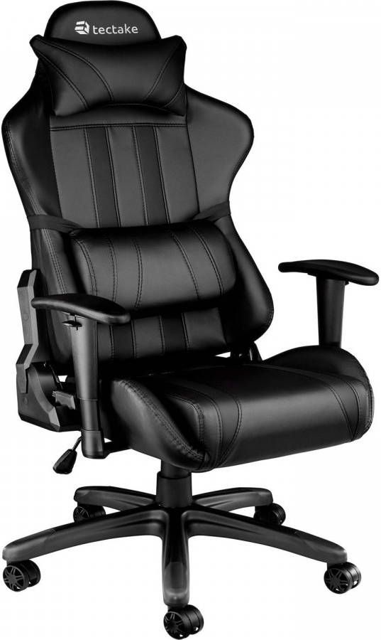Tectake Gaming Chair Bureaustoel Premium Racing Zwart Kunstleer Verstelbaar