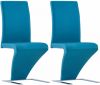 VidaXL Eetkamerstoelen Met Zigzag vorm 2 St Kunstleer Blauw online kopen