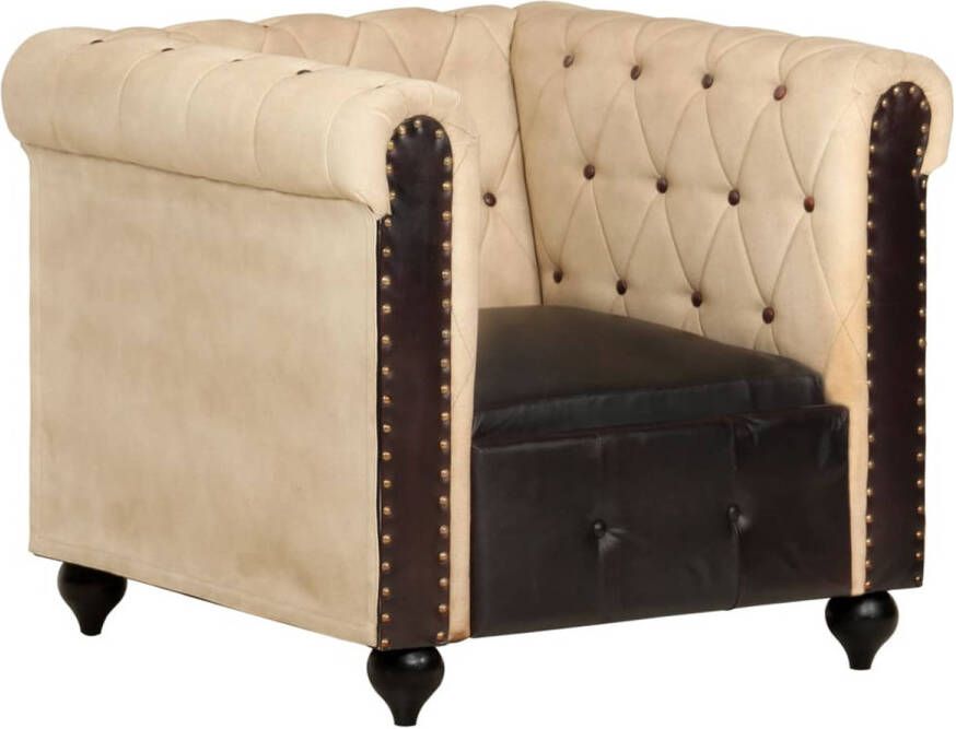 vidaXL Fauteuil Chesterfield stijl echt leer bruin