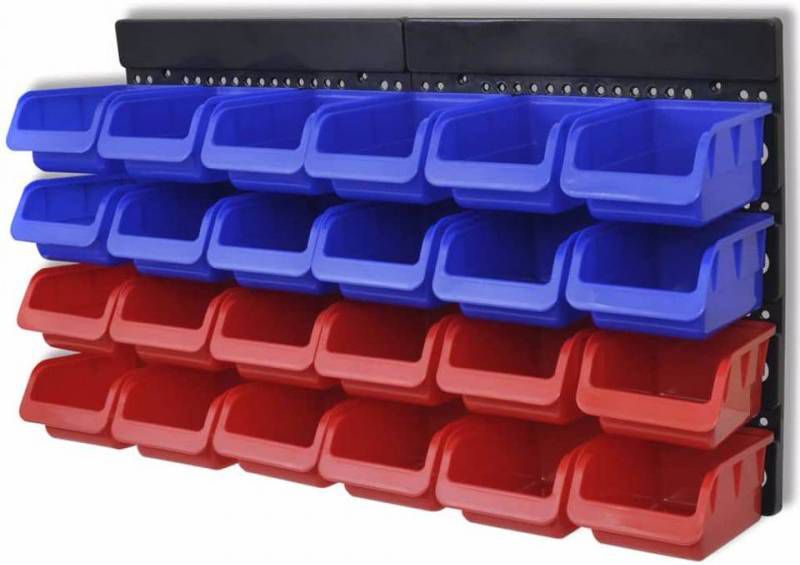 VidaXL Gereedschapsordeners Wandgemonteerd Blauw En Rood 2 St