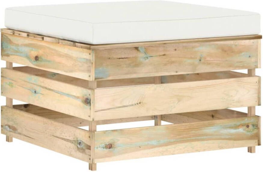 VIDAXL Hocker sectioneel met kussen groen geï, mpregneerd hout