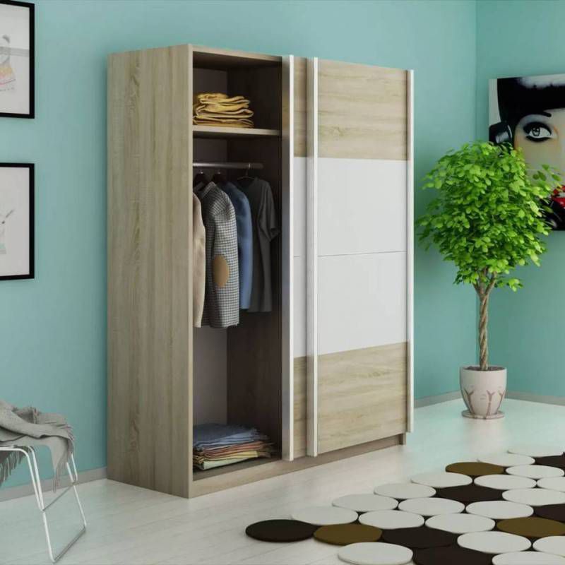 VidaXL Kledingkast Met 2 Schuifdeuren Hoogglans Wit 150 Cm Meubelmooi.nl