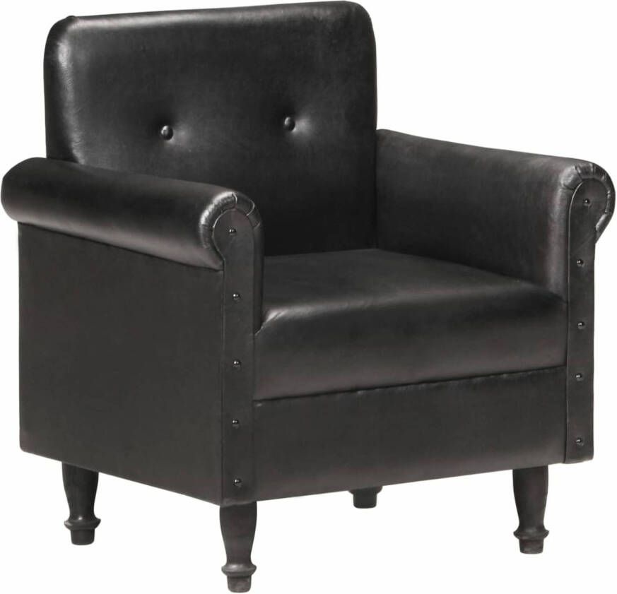 vidaXL Kuipstoel echt leer zwart