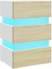 VidaXL Nachtkastje Led 45x35x67 Cm Spaanplaat Wit En Sonoma Eikenkleur online kopen