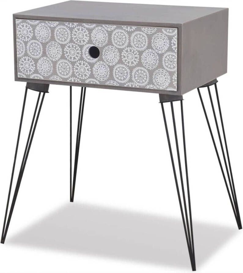 VidaXL Nachtkastje Met 1 Lade Rechthoekig Grijs