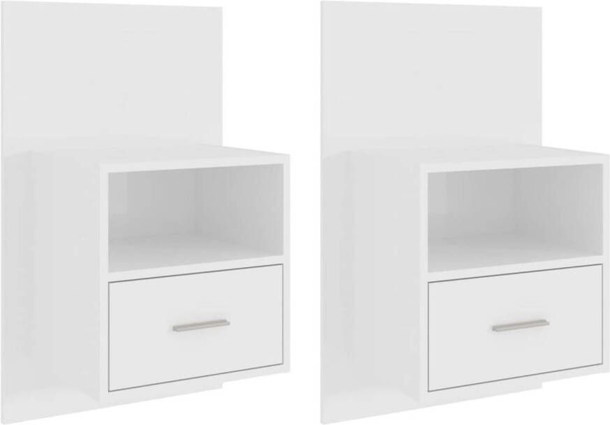 vidaXL Nachtkastjes 2 st wandgemonteerd hoogglans wit