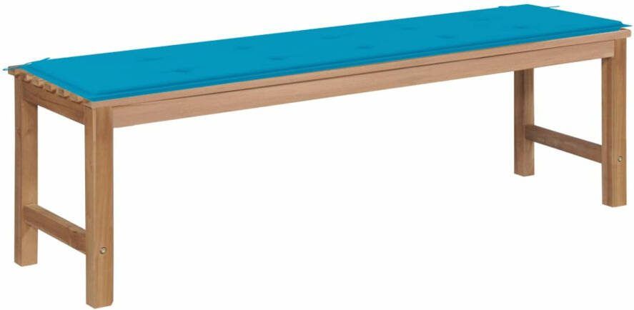 vidaXL Tuinbank met blauw kussen 150 cm massief teakhout