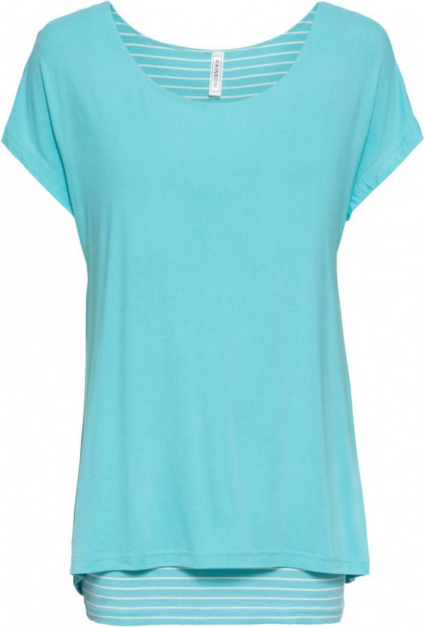 RAINBOW 2-in-1 longshirt, aqua/wit, 95% viscose, 5% elastan