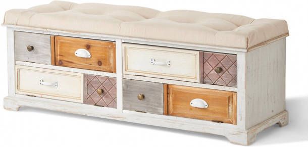 bpc living bonprix collection Bank, wit/lichtbruin, MDF, schuim, vuren