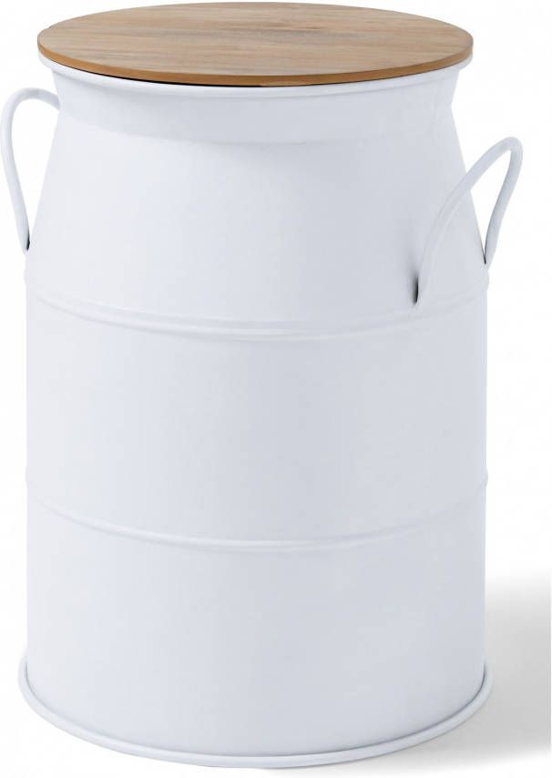 bpc living bonprix collection Bijzettafel in de vorm van een melkbus, wit, metaal, vuren