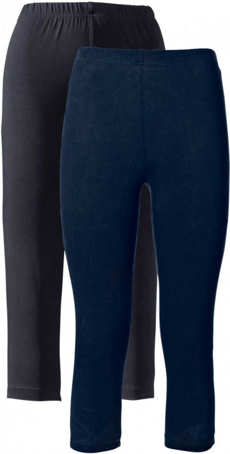 Stretch capri legging (set van 2), donkerblauw+zwart