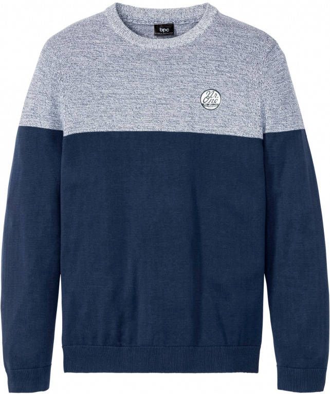 bpc bonprix collection Trui met ronde hals, indigo gemêleerd/donkerblauw