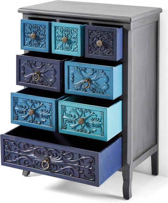 bpc living bonprix collection Ladekast Carolyn, grijs/blauw, MDF, dennen