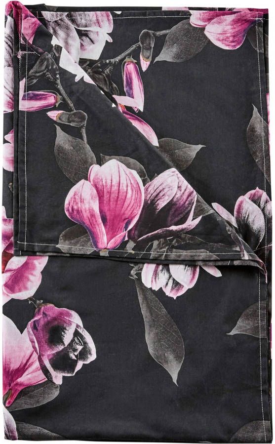 bpc living bonprix collection Plaid met magnolia's, zwart, 100% katoen