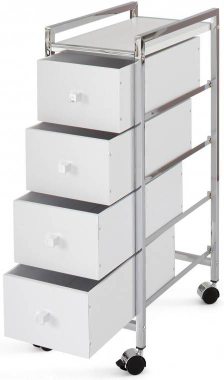 bpc living bonprix collection Roltafel, zilver/wit, MDF, metaal