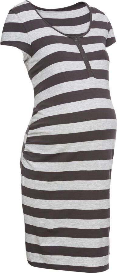 Voedingsnachthemd, leisteengrijs/lichtgrijs gemêleerd gestreept