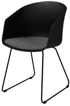 Artichok Hugo kunststof eetkamerstoel zwart met zitkussen zwart