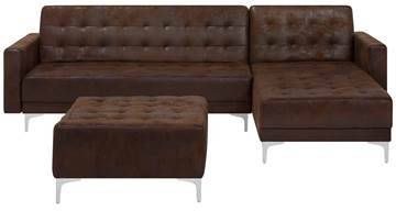 Beliani ABERDEEN Bank(linkszijdig)met ottomaan bruin 241x108