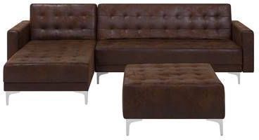 Beliani ABERDEEN Bank(rechtszijdig)met ottomaan bruin 241x108