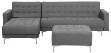 Beliani ABERDEEN Bank(rechtszijdig)met ottomaan grijs 241x112