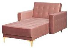 Beliani Aberdeen Chaise Longue roze fluweel