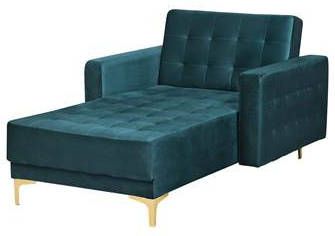 Beliani Aberdeen Chaise Longue groen fluweel
