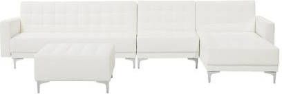 Beliani ABERDEEN Hoekbank(linkszijdig)met ottomaan wit 321x108