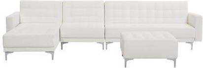 Beliani ABERDEEN Hoekbank(rechtszijdig)met ottomaan wit 321x108