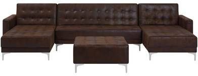 Beliani ABERDEEN Hoekbank(u vormig)met ottomaan bruin 322x108