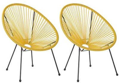 Beliani ACAPULCO II Set van 2 stoelen geel