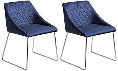 Beliani Arcata Eetkamerstoel blauw fluweel