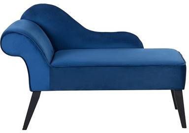 Beliani Biarritz Chaise Longue blauw fluweel