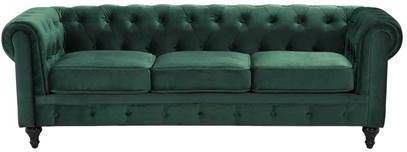 Beliani CHESTERFIELD Driezitsbank groen