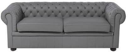 Beliani CHESTERFIELD Driezitsbank grijs