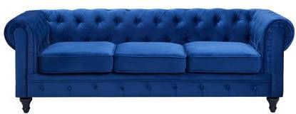 Beliani CHESTERFIELD Driezitsbank blauw