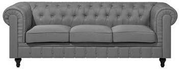 Beliani CHESTERFIELD Driezitsbank grijs