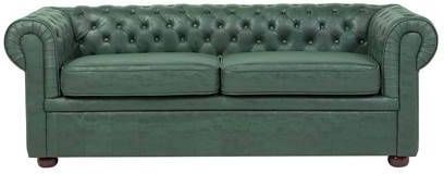 Beliani CHESTERFIELD Driezitsbank groen