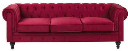 Beliani CHESTERFIELD Driezitsbank rood