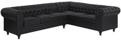 Beliani CHESTERFIELD Hoekbank(linkszijdig)zwart