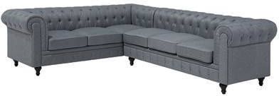 Beliani CHESTERFIELD Hoekbank(rechtszijdig)grijs