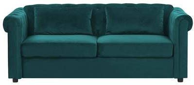 Beliani CHESTERFIELD Slaapbank groen 135x185