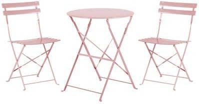 Beliani Fiori Bistroset roze staal