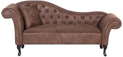 Beliani Lattes Chaise Longue bruin kunstsuède