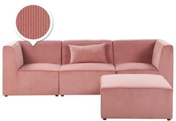 Beliani LEMVIG Bank met ottomaan roze