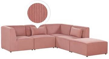 Beliani LEMVIG Bank(linkszijdig)met ottomaan roze
