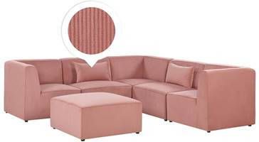 Beliani LEMVIG Bank(linkszijdig)met ottomaan roze