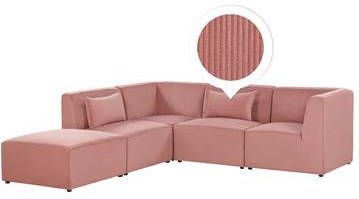 Beliani LEMVIG Bank(rechtszijdig)met ottomaan roze