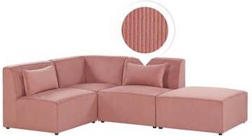 Beliani LEMVIG Bank(rechtszijdig)met ottomaan roze