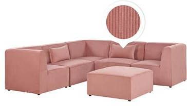 Beliani LEMVIG Bank(rechtszijdig)met ottomaan roze
